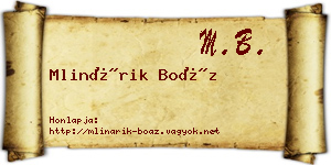 Mlinárik Boáz névjegykártya
